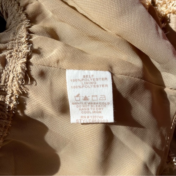 Mystree Beige Textured Surplice Peplum Blouse - Picture 9 of 10